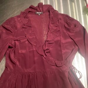 Madewell silk ruffle-hem wrap top
